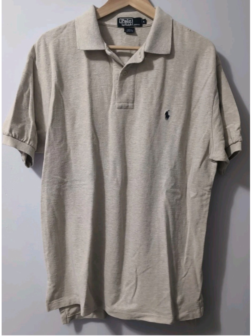 Vintage Cream Polo Ralph Lauren Polo Shirt Short Sleeve Golf Size Large